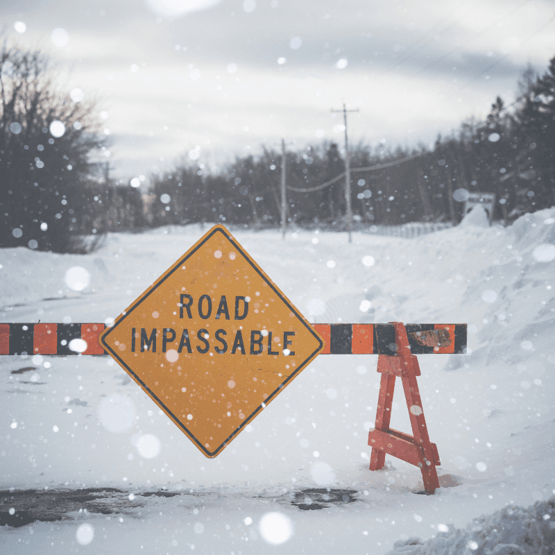 road covered in snow